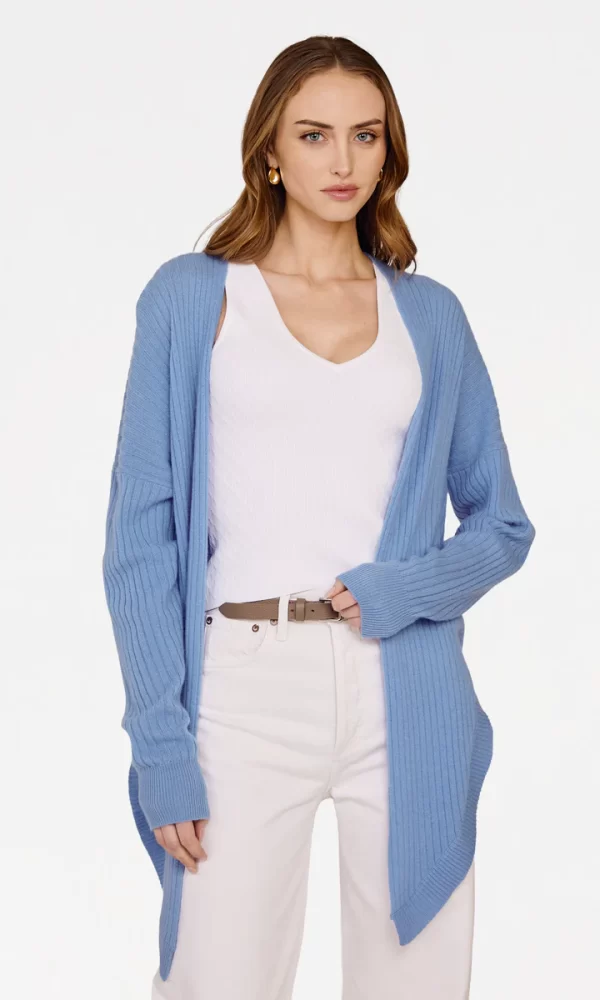 Tie Front Rib Cardigan in Cielo - Image 6